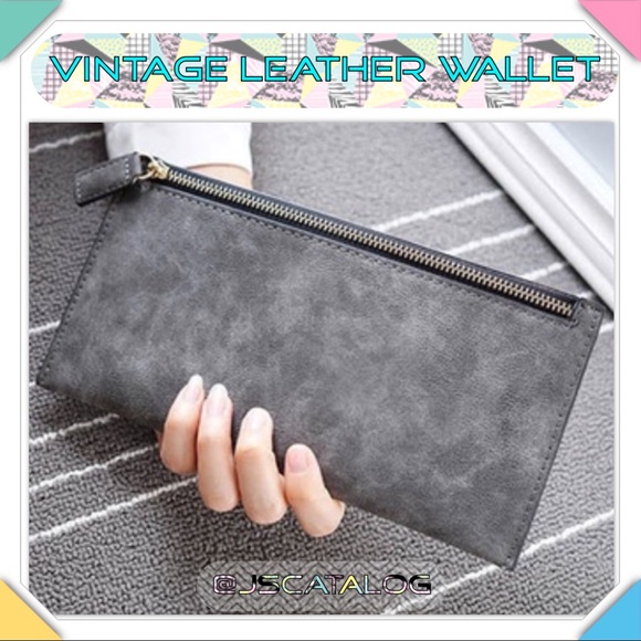 JSCatalog Handbags - Gray Sleek Leather Wallet Handheld Clutch